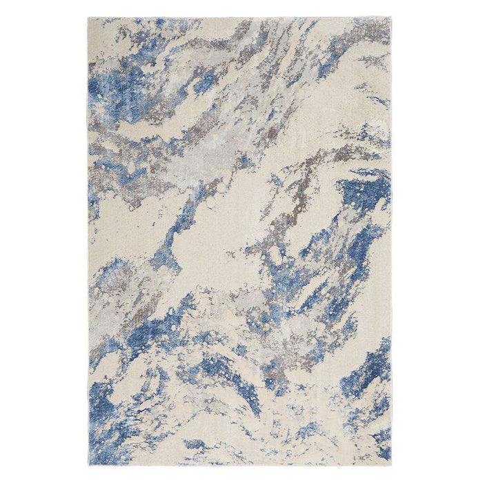 Nourison Rugs Silky Textures SLY03 Blue Ivory - Woven Rugs