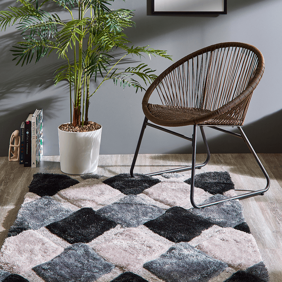 Origins 3D GEO Shaggy Blush — Woven Rugs