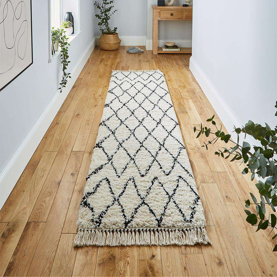 Boho 8280 White Black Runner — Woven Rugs
