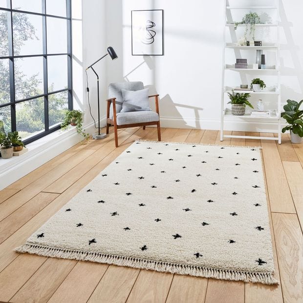 Think Rugs Rugs Rectangle / 160 x 230cm Boho A475 White Black 5056331407532 - Woven Rugs