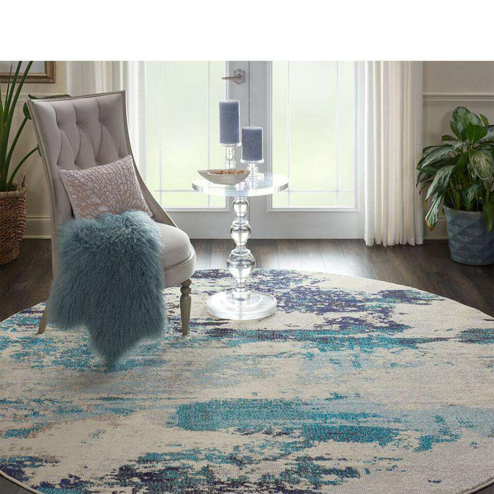 Nourison Rugs Celestial CES02 Ivory Teal Blue - Woven Rugs