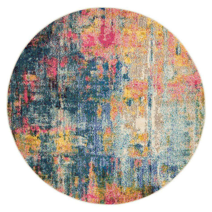 Nourison Rugs Celestial CES09 Blue Yellow Circle - Woven Rugs