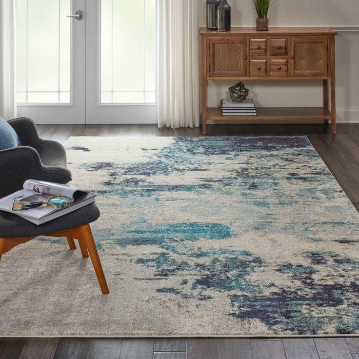Nourison Rugs Celestial CES02 Ivory Teal Blue - Woven Rugs
