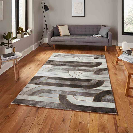 Think Rugs Rugs Craft 23430 Grey/Gold - Woven Rugs