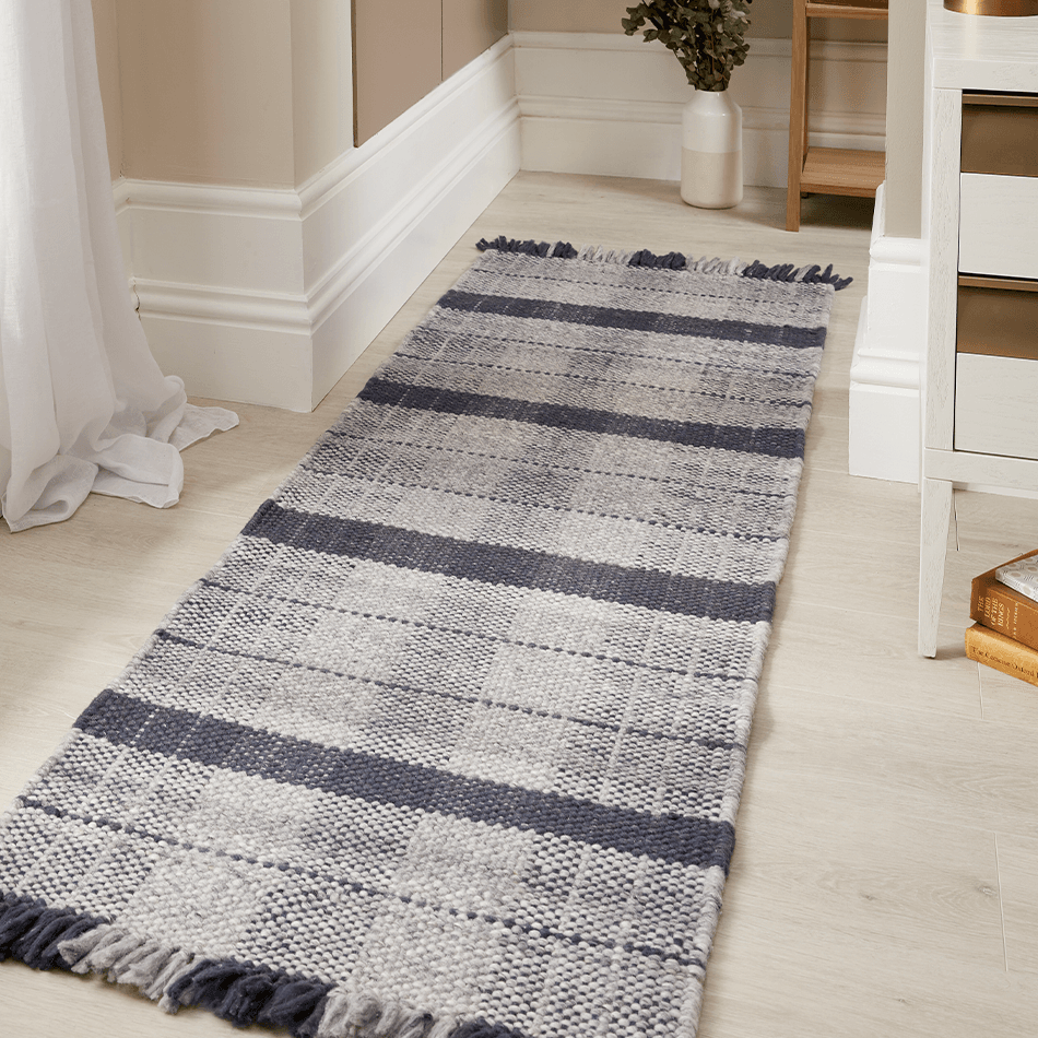 Origins Highland Check Runner Navy — Woven Rugs