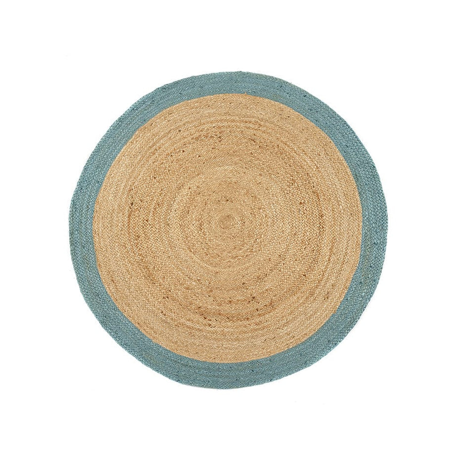 Origins Jute Border Duck Egg Circle — Woven Rugs