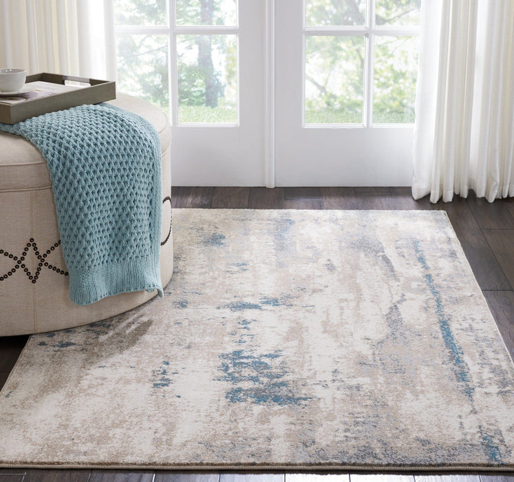 Nourison Rugs Maxell MAE17 Ivory Teal - Woven Rugs
