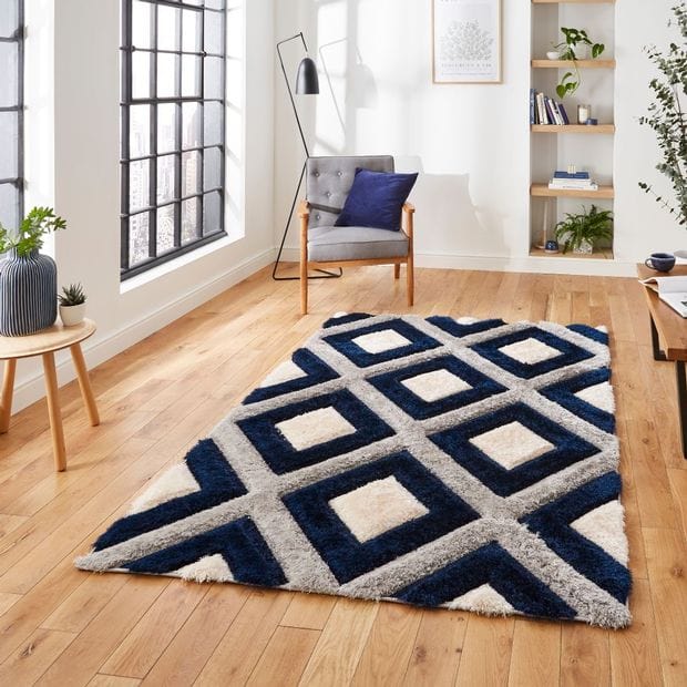 Think Rugs Rugs Olympia GR224 Grey Navy - Woven Rugs