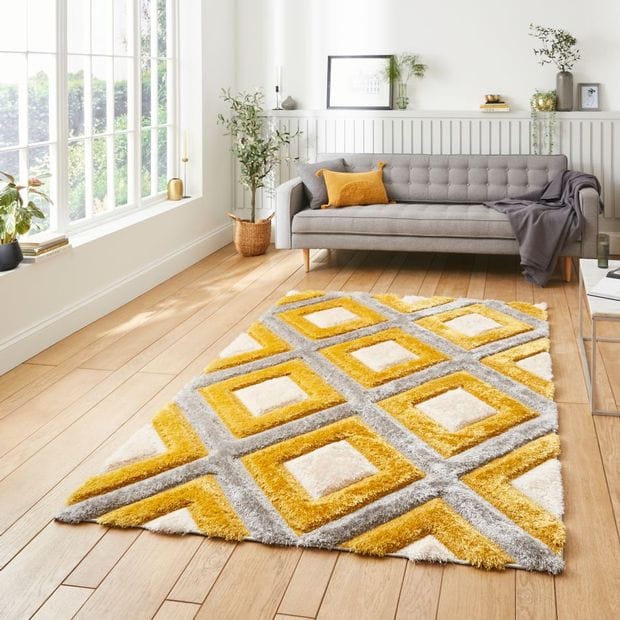 Think Rugs Rugs Olympia GR224 Grey Yellow - Woven Rugs