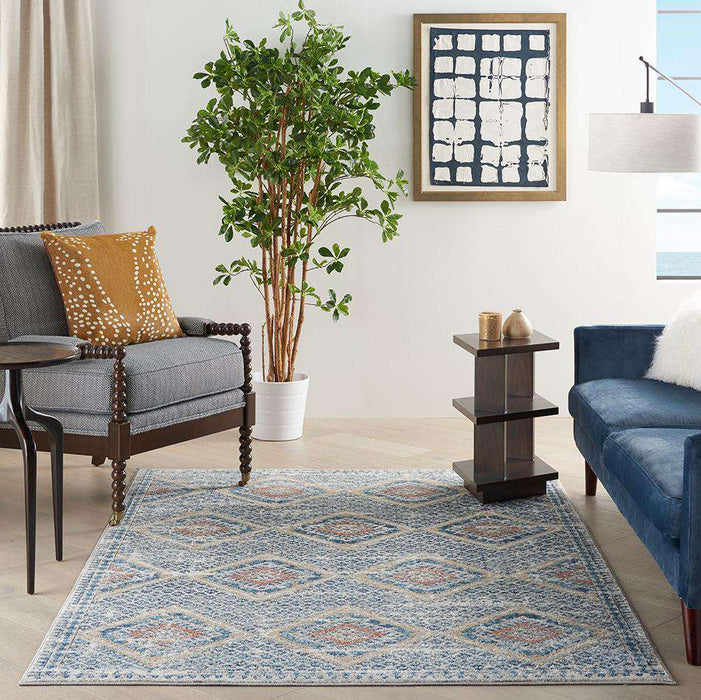 Nourison Rugs Quarry QUA16 Blue Ivory - Woven Rugs