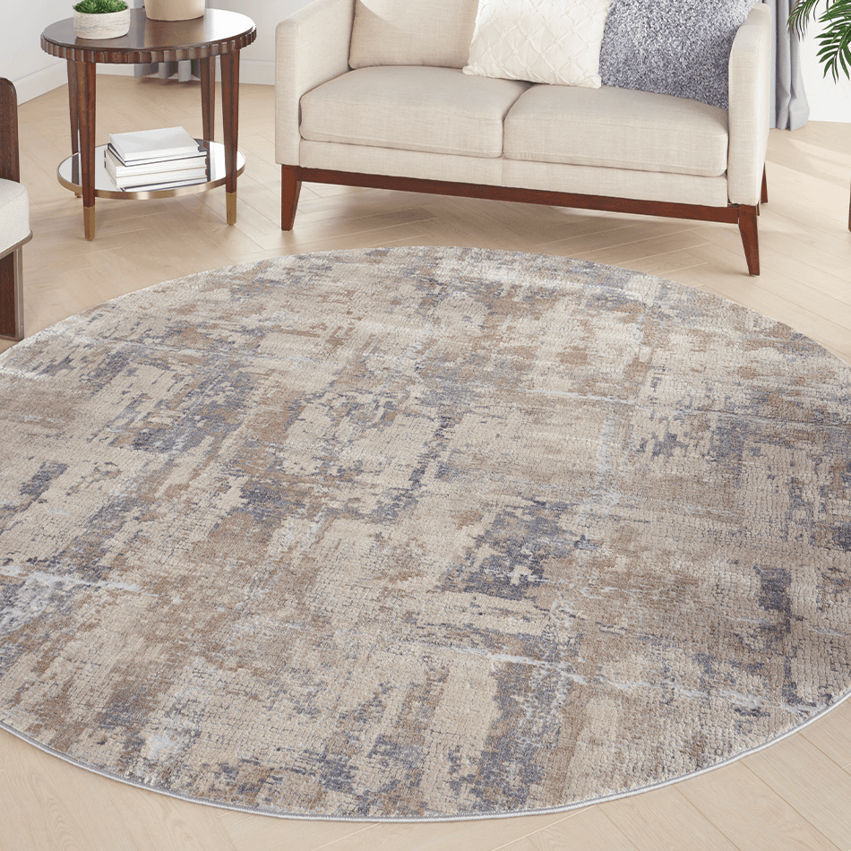 Rustic Textures RUS06 Beige Grey Round — Woven Rugs