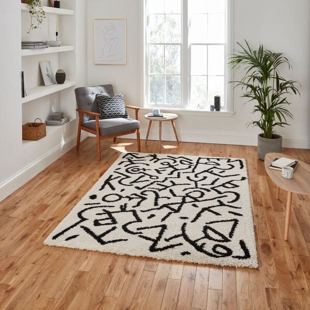 Think Rugs Rugs Rectangle / 120 x 170cm Royal Nomadic A637 White Black 5056331407846 - Woven Rugs