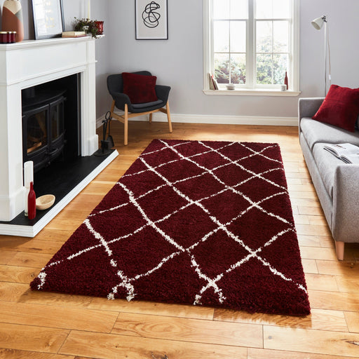 Think Rugs Rugs Rectangle / 80 x 150cm Scandi Berber G257 Red Cream 5056331411690 - Woven Rugs
