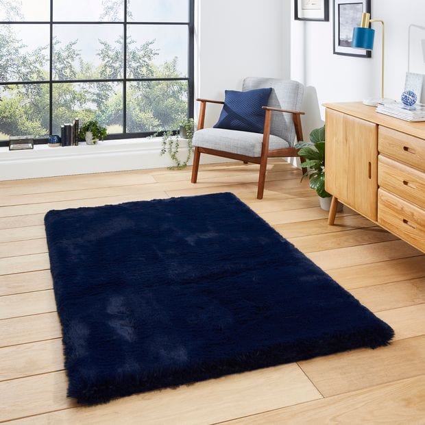 Think Rugs Rugs Rectangle / 60 x 120cm Super Teddy Navy 5056331410617 - Woven Rugs