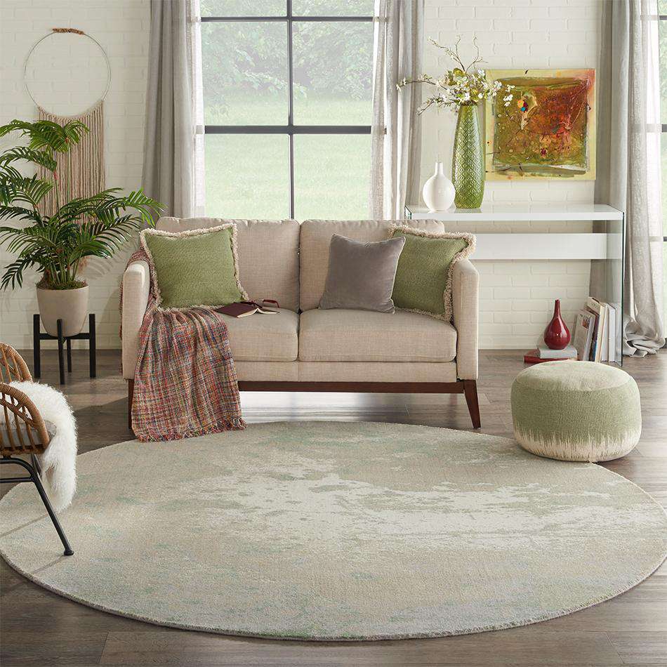 Twilight TWI06 Ivory Green Round — Woven Rugs