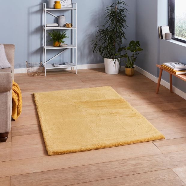 Think Rugs Rugs Circle / 120 x 120cm Teddy Yellow 5056331401233 - Woven Rugs