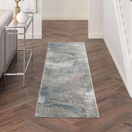Nourison Rugs 66 x 230cm Rustic Textures RUS15 Light Grey Blue Runner 099446799449 - Woven Rugs