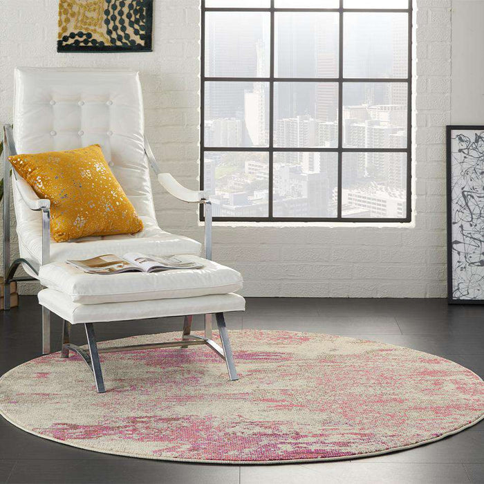 Nourison Rugs Celestial CES02 Ivory Pink Circle - Woven Rugs
