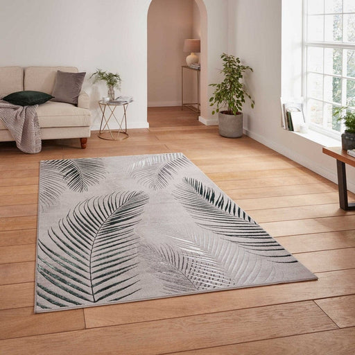 Think Rugs Rugs Creation 50051 Botanical Rugs in Grey Green - Woven Rugs