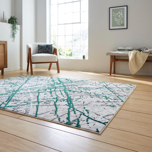 Think Rugs Rugs Artemis B8403A Green Silver - Woven Rugs