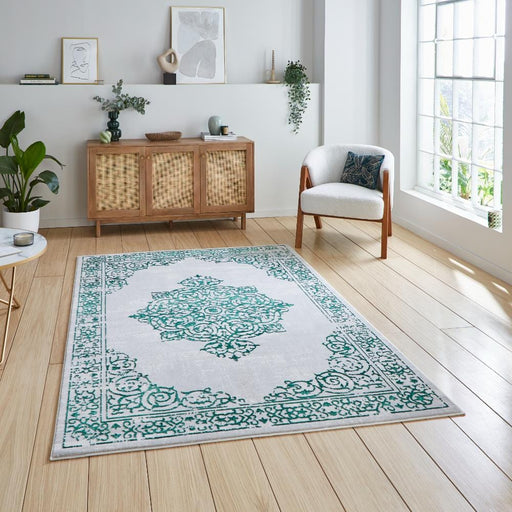 Think Rugs Rugs Artemis B9076A Green Silver - Woven Rugs