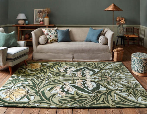 Morris & Co Rugs Morris & Co Bluebell Leafy Arbour Green 127607 - Woven Rugs
