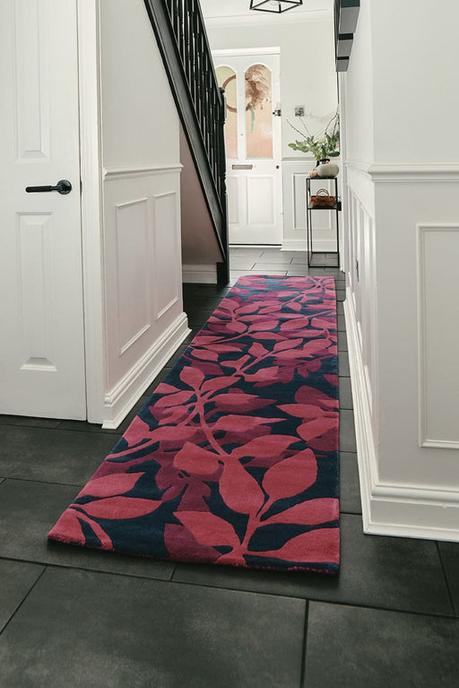 Woven Edge Rugs Rectangle / 70 x 300cm Woven Edge Runners FOREST C4-PINK 5061024391029 - Woven Rugs