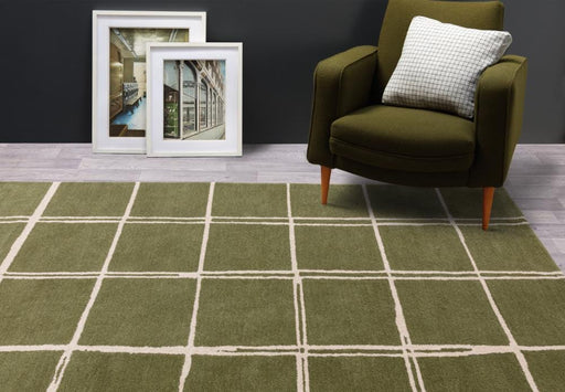 Asiatic Rugs Albany Asiatic Grid Olive - Woven Rugs