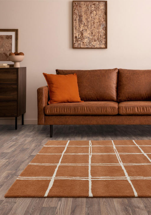 Asiatic Rugs Albany Asiatic Grid Rust - Woven Rugs