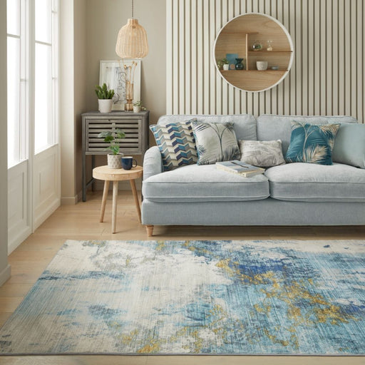 Concept Looms Rugs Lux Washable LUX04 Blue Gold - Woven Rugs