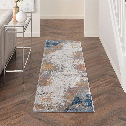 Nourison Rugs 66 x 230cm Rustic Textures RUS13 Grey Blue Runner 099446799159 - Woven Rugs
