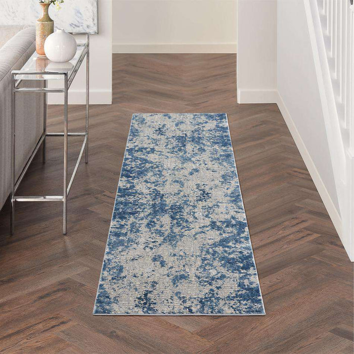 Nourison Rugs 66 x 230cm Rustic Textures RUS16 Grey Blue Runner 099446799531 - Woven Rugs