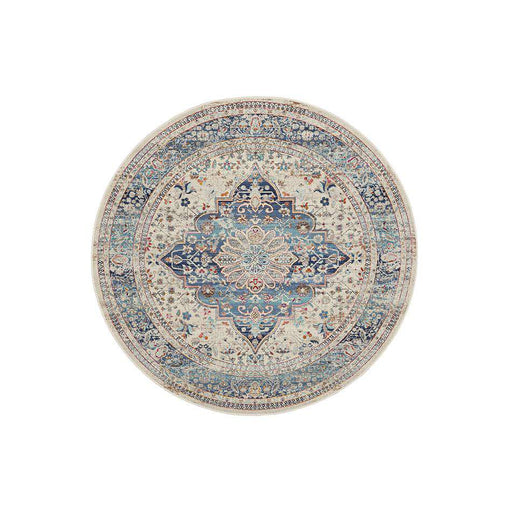 Nourison Rugs Vintage Kashan VKA07 Ivory Blue Round - Woven Rugs